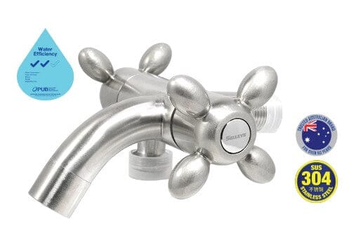 Selleys SS304 Basin 2Way Tap - Cross Handle (Left/Right) | Model : SEY