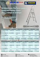 XG Aluminium Platform Ladders Come with Safety Chain | Sizes : 3 Steps to 14 Steps | Model : L-XG152EA Ladder XG