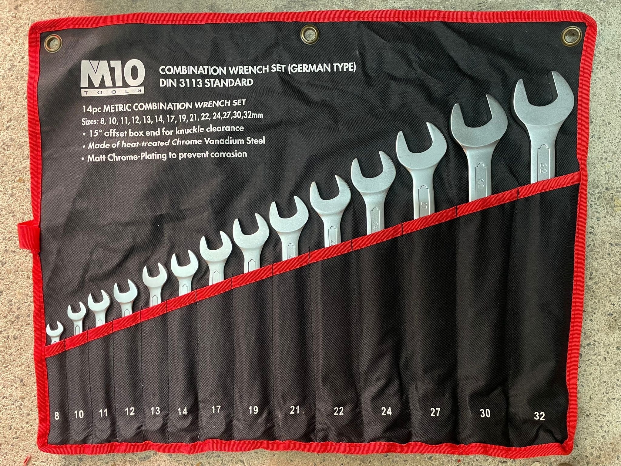 M10 005-011-114 8-32mm Combination Wrench Set With Box 14pcs Model