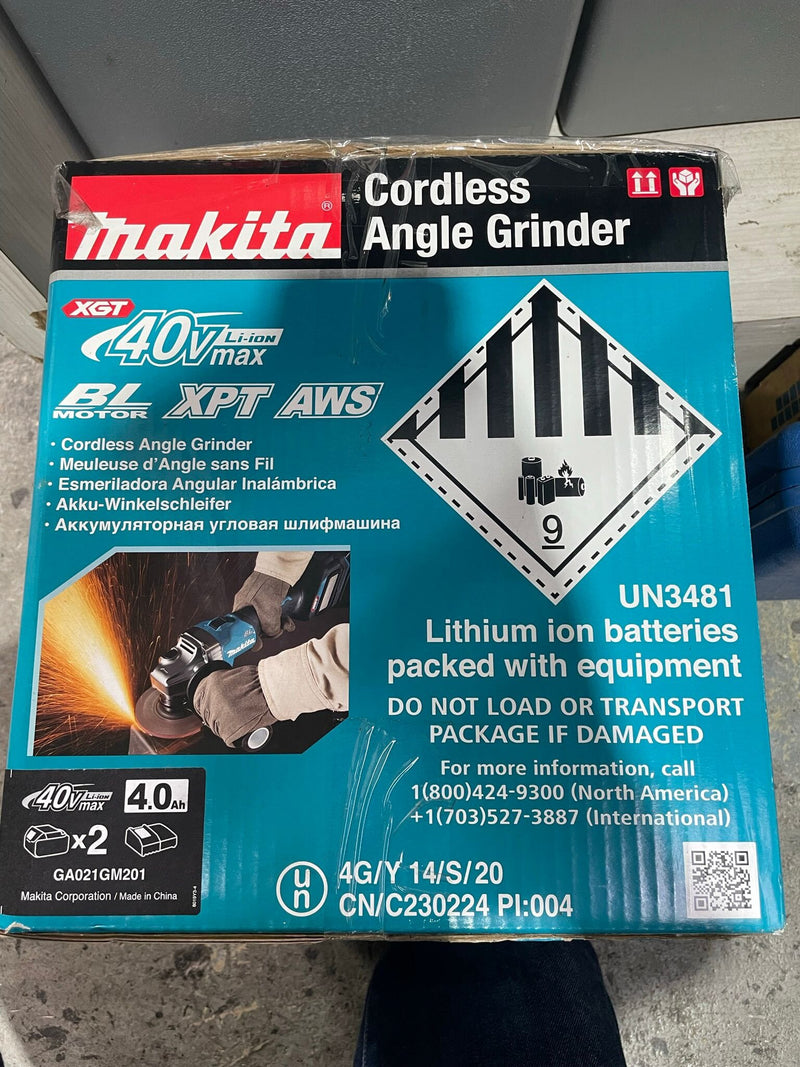 Makita 4" 40V Cordless Brushless Angle Grinder GA021GM201 Come With 4.0Ah battery and Charger | Model : M-GA021GM201 Cordless Angle Grinder MAKITA 