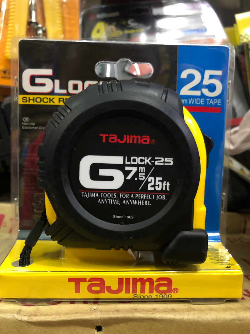 Tajima 7.5m (25ft) 25mm Wide, Shock Resistant Measuring Tape | Model : 016-095-2575 (GLock-25) Measuring Tape Tajima 