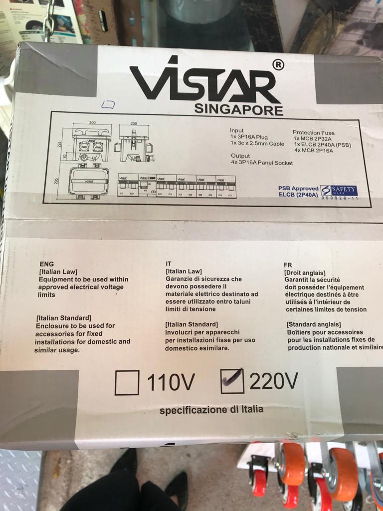 VISTAR 220V Heavy Duty Block 4 Distribution Box (Portable) | Model : CEE-ELCB-4W ELCB Vistar 
