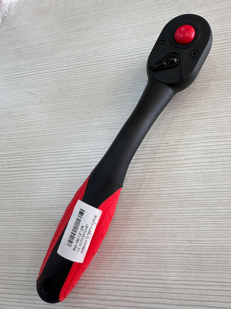 1/2" Auto Ratchet Wrench 72 Teeth Curve (Red Rubber Handle) | Model : RW-YM-1/2"-CR Ratchet Wrench Aik Chin Hin 