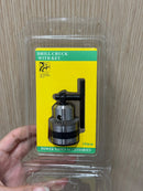 Aiko 3/8-inch drill chuck with key, set of two, for securing drill bits, model CHUCK-K10, shown in close-up.