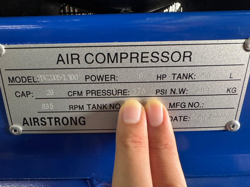 9hp 180L Diesel Engine Compressor with Yanmar L100 Diesel Engine 175PSI | Model: PDC2305/L100 Diesel Engine Compressor Dancomai 