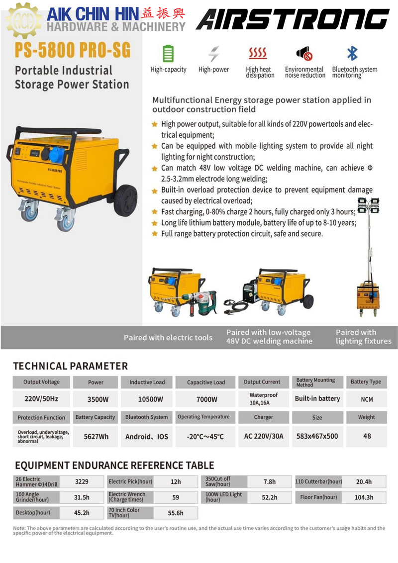 Portable Battery Power Bank Energy Storage Industrial Power Station | Model : ZKPS-5800PRO