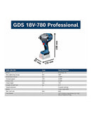 Bosch GDS 18V-780 Cordless Impact Wrench (Solo) | Model: B-GDS18V-780-S