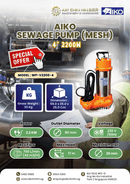 Aiko V2200-4 Sewage Pump (Mesh) 4" 2200W | Model: WP-V2200-4
