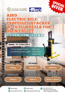 Aiko 1.5 Ton/3.0m 1150mm Electric Self Propelled Stacker with PU wheels for Open Pallet | Model : PT-CTDC1.5/3.0 Electric Stacker Aiko 