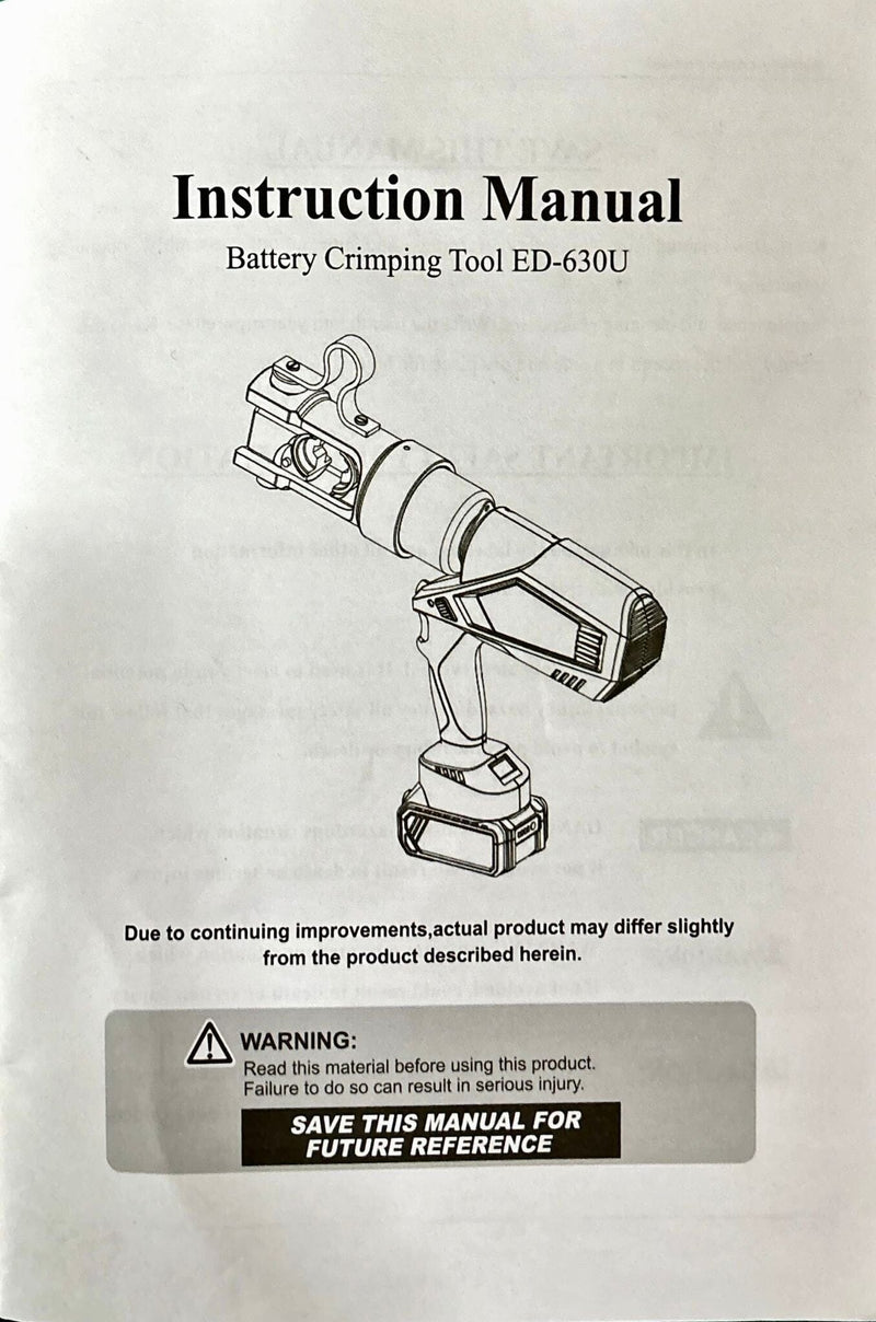 Aiko 18V Zupper Battery Powered Crimping Tools | Model : ED-630U Crimping Tool Zupper 