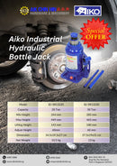 Aiko 20 Ton Industrial Hydraulic Bottle Jack | Model : BJ-SR13220 Bottle Jack AIKO 