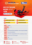 Aiko 220V Threading Machine 1/2"-3" 1500W | Model : TM-QY-TQ80-BNG Threading Machine Aiko 