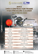 Aiko 240V Contractor Frame High Pressure Cleaner Come With 20m Hose| Model : HPW-BNC301-2.2S4 Pressure Washer Aiko 