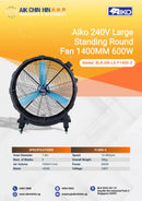 Aiko 240V Large Standing Round Fan 1400MM 600W | Model: BLR-DN-LS-F1400-3 Standing Fan Aiko 