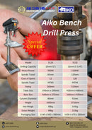 Aiko 25mm 1.5Hp Bench Drill Press | Model : 5125 Bench Drill Press Aiko 