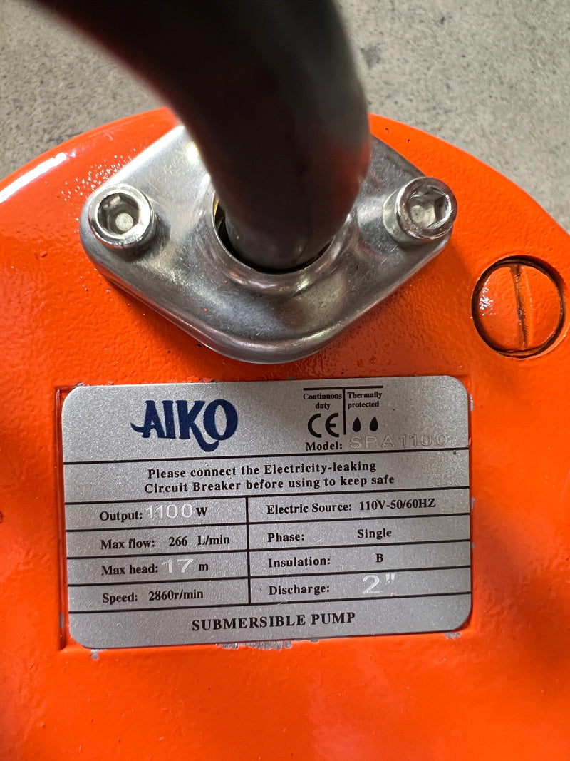 AIKO 3" SUBMERSIBLE PUMP 110V 60HZ 1100W WITHOUT FLOAT