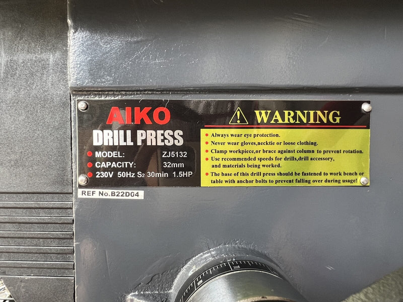 Aiko 32mm 1.5Hp Bench Drill Press | Model : 5132 Bench Drill Press Aiko 