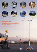 Aiko 3.3M Portable IP66 Li-ion Petal Tower Light (2X Small Battery, 1X Dual Bay Charger) | Model: APL-300-3.3M Tower Light Aiko 