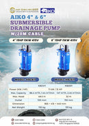 Aiko 4" 15HP 11KW 415V Submersible Drainage Pump With 20m Cable | Model : KBZ411 Submersible Pump Aiko 
