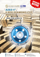 Aiko 4" 8 Seg Diamond Cup Wheel | Model : DCW-ACW04-08 Diamond Blade Aiko 
