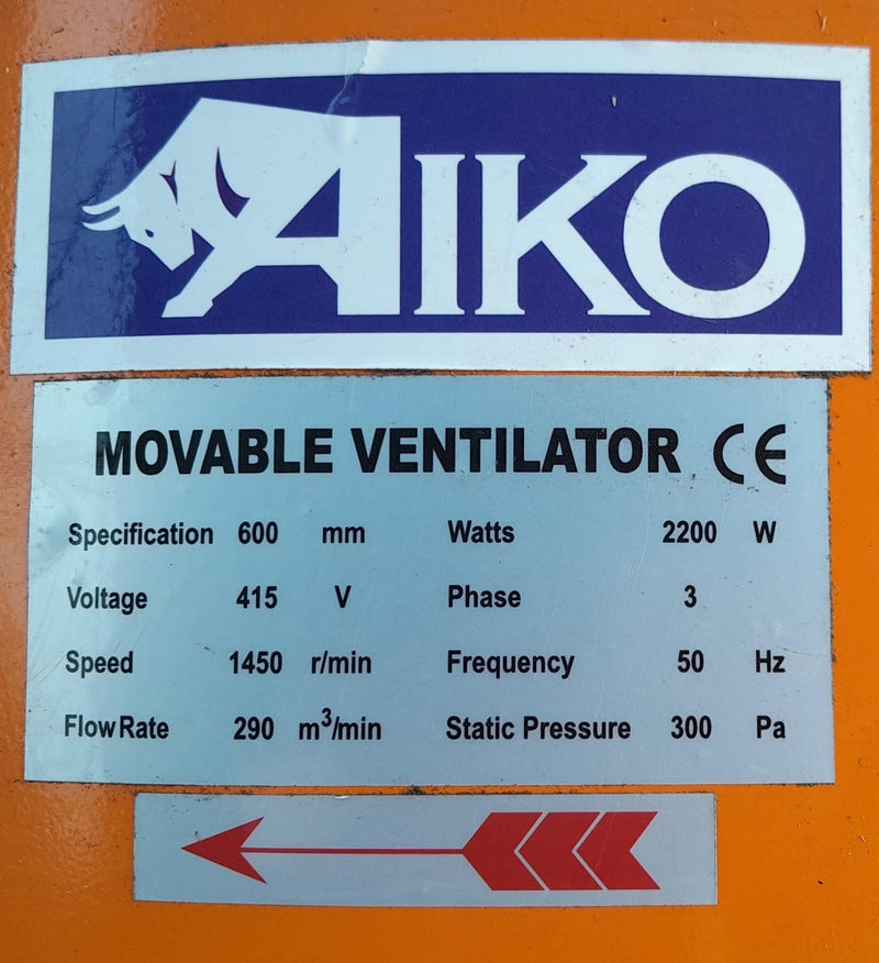 Aiko 415V 24" Large Ventilator Blower with Wheels | Model: BLR-YM-A24-3 Ventilator Blower Aiko 