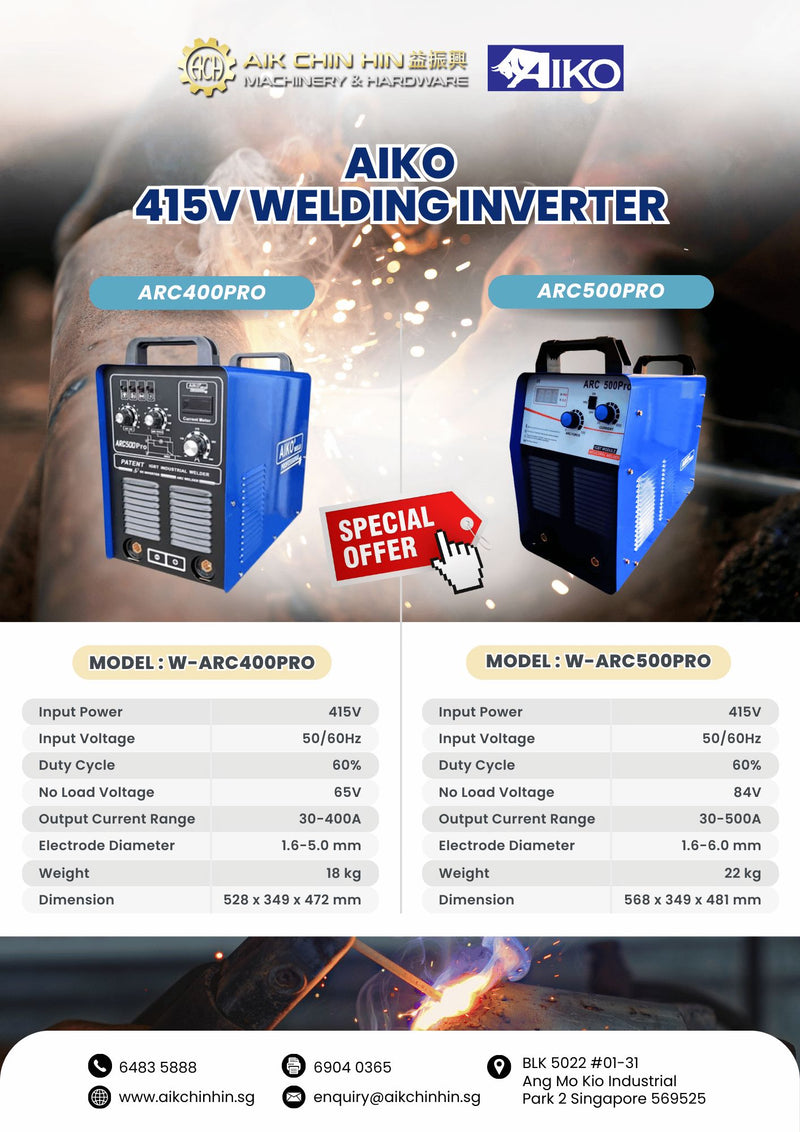 Aiko 415V ARC500PRO Welding Inverter | Model:W-ARC500PRO