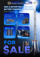 Aiko 4.2M Portable IP65 LI-ION Battery Powered Tower Light (3X Big Battery, 1X Dual Charger) | Model : ATL-500-4.2M Tower Light Aiko 