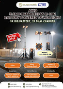 Aiko 5.3M Portable IP65 LI-ION Battery Powered Tower Light (3X Big Battery, 1X Dual Charger) | Model : ATL-500-5.3M Tower Light Aiko 