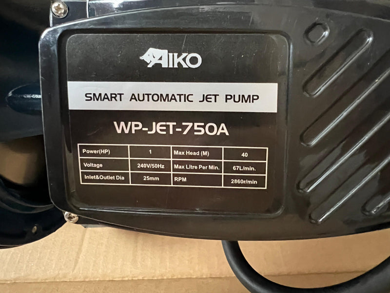 Aiko 750W 1" Automatic Self Priming Water Pump with 2L Tank | Model : WP-JET-750A Water Pump Aiko 