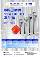Aiko Aluminum Pipe Wrench CR-V Steel Jaw | Model : PWA-A Aluminum pipe wrench Aiko 