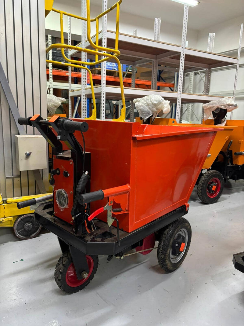 Aiko Battery Stand-On Mini Dumper 500kg (Yellow) Slant Shape Hopper | Model: TRL-E-DUMPER-ST Dumper Aiko 