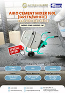 Aiko Cement Mixer 160L (Green & White) C/W 240V Motor | Model : CMX-HGJ160-YM Cement Mixer Aiko 