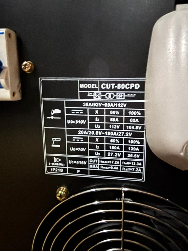 Aiko CUT80CPD Plasma with Compressor 415V C/W 5M P80-C Torch & 3m Welding Cable Set | Model: W-CUT80CPD-MY Plasma Cutting Machine Aiko 