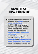 Aiko Diesel 250Bar 10Hp High Pressure AR Pump C/W 20m Pressure Hose (Italy) & Gun | Model : HPW-CK186FRE High Pressure Pump Aiko 