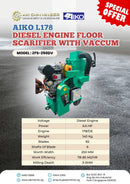 Aiko Diesel Engine Floor Scarifier With Vaccum L178 ZFS250DV | Model : ZFS-250DV Scarifier Machine Aiko 