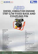 Aiko Diesel Vibrator Engine 178F C/W Fixed Base And Coupling Pin | Model: CV-ZE-5 Diesel Vibrator Aiko 