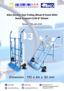 Aiko Double Gas Trolley (Blue) 4 Foots With Back Support C/W 8" Wheel | Model : TRL-AK-GT4 Trolley Aiko 