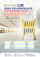 Aiko Expanding Gate 22Cm-2.5M High 95Cm Yellow/Black (Without Wheel)