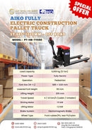 Aiko Fully Electric Construction Pallet Truck 5t 685*1220mm - Off Road | Model: PT-HB-TYS50 Pallet Truck Aiko 