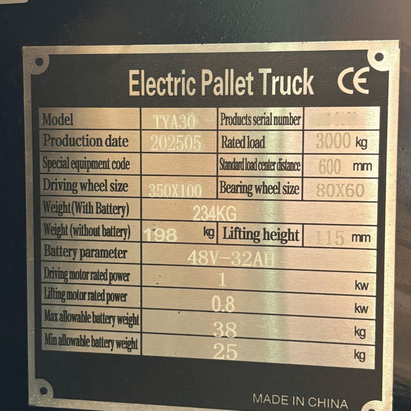 Aiko Fully Electric Cool Room Pallet Truck 3T 685*1220mm | Model: PT-HB-TYA30CS Electric Cool Room Pallet Truck Aiko 