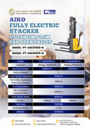 Aiko Fully Electric Stacker 1.5 Ton 3M for Open Pallet | Model: PT-AIKO1530-N Electric Stacker Aiko 
