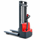 Aiko 1.5 Ton electric stacker with 3m PU wheels, designed for open pallets, model PT-AIKO1530E-A, showcasing the lifting and handling features.