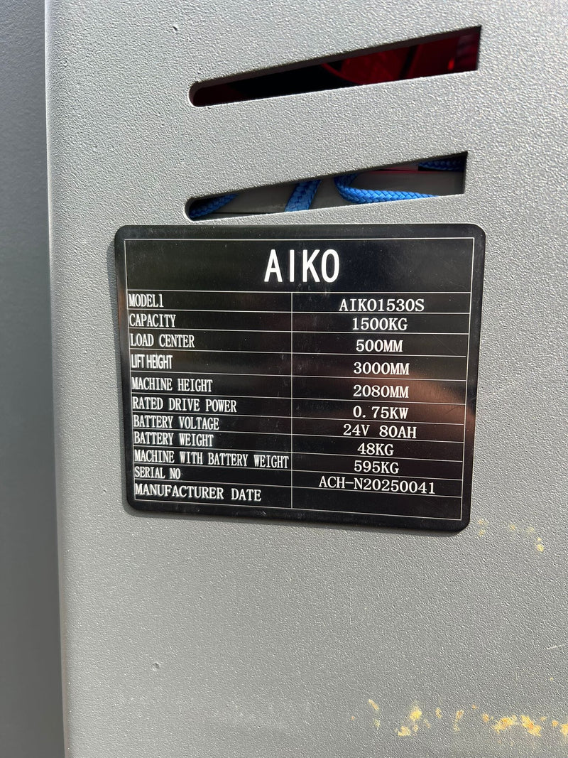 Aiko Fully Electric Stacker 1.5 TON 3m (Stand Type) (For Open Pallet Only) | Model: PT-AIKO1530S-N Electric Stacker Aiko 