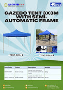 Aiko Gazebo Tent 3X3m With Semi-Automatic Black Hex Frame (Blue / Red Canvas) | Model: TENT-3X3M-H / TENT-3X3M-HD Gazebo Tent Aiko 