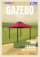 Aiko Gazebo Tent 3X3m With Semi-Automatic Black Hex Frame (Blue / Red Canvas) | Model: TENT-3X3M-H / TENT-3X3M-HD Gazebo Tent Aiko 