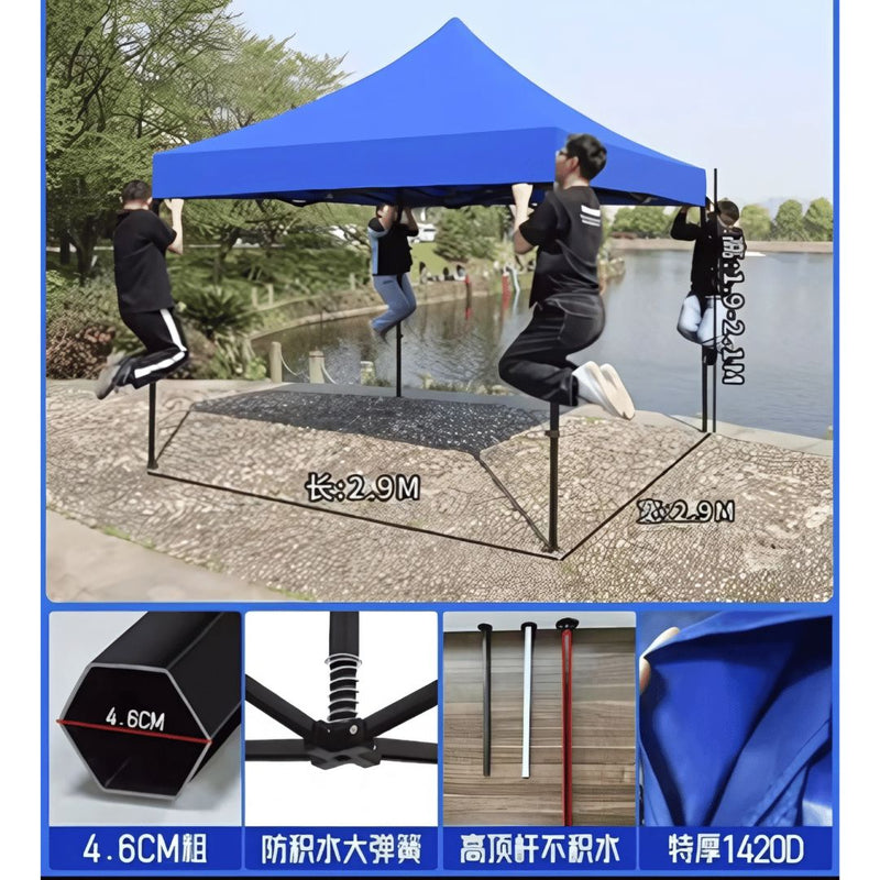 Aiko Gazebo Tent 3X3m With Semi-Automatic Black Hex Frame (Blue Red