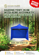Aiko Gazebo Tent 3X3m With Semi-Automatic Frame And 3 Side Cover (Blue Canvas) | Model: TENT-3X3M-C-QD Gazebo Tent Aiko 