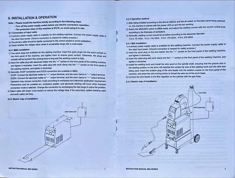 Aiko MIG350TT Welder (10M Wire Connect) 4M MIG24 + 3M Earth Cable +3M Gas Tube + | Model : W-MIG350TT MIG Welding Machine Aiko 