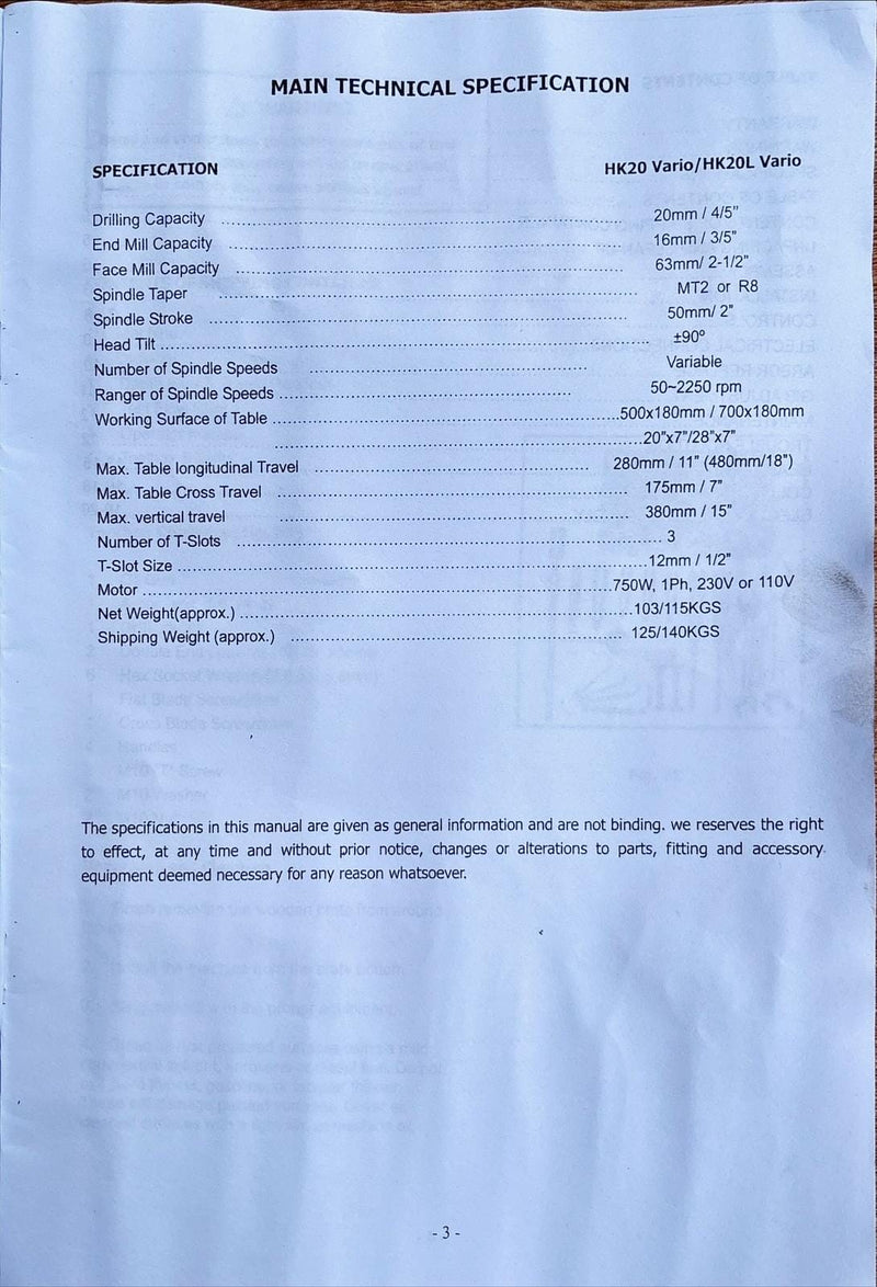 Aiko Mini Milling Machine TX-20 | Model : TX-20 Milling Machine Aiko 