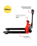 Aiko Pallet Truck 2Ton 550*1150mm with Weighing Scale Double PU Wheel W/O Printer